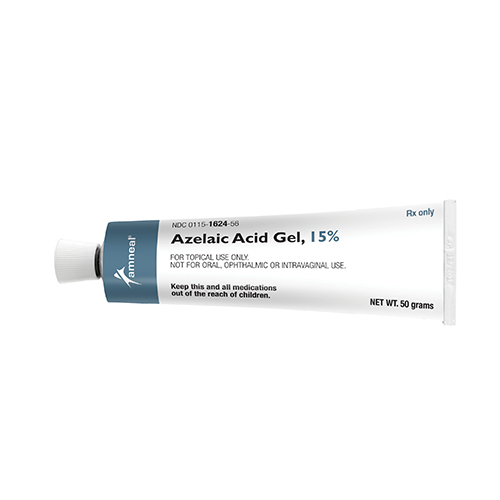 Tube of Azelaic Acid Gel, 15%, designed for topical use, weighing 50 grams.