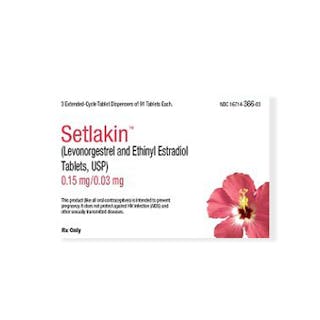 Setlakin, beautifully packaged with a pink hibiscus design, contains Levonorgestrel and Ethinyl Estradiol tablets.