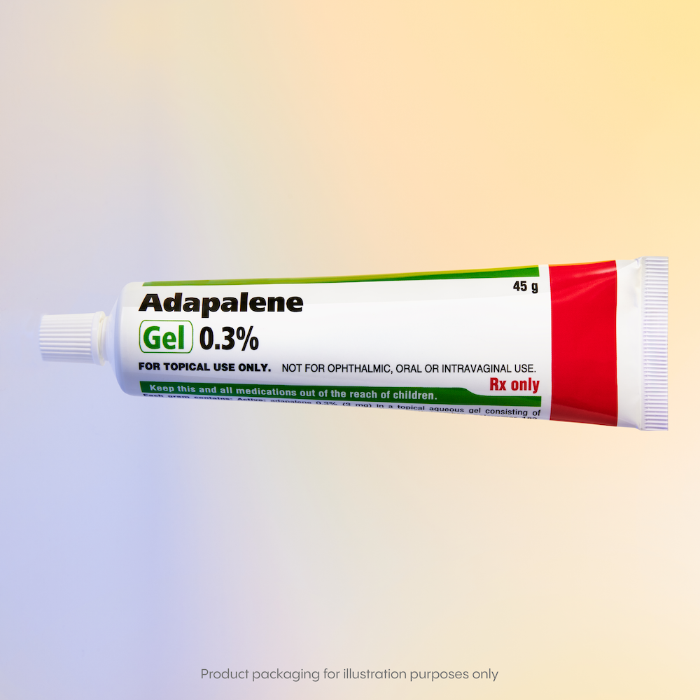 Adapalene Gel 0.3% comes in a convenient tube for topical use only. Clearly labeled 