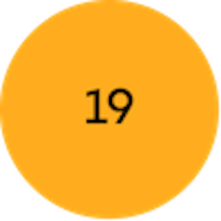 Orange circle with the number 19 in the center.
