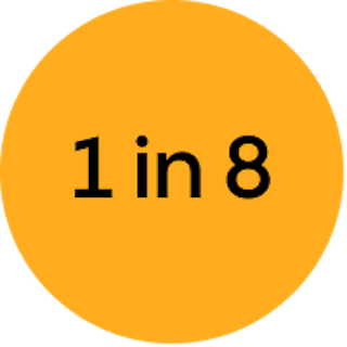 Orange circle with the text 