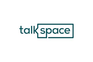 Talkspace logo with green text and a speech bubble outline.
