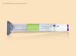 Image Illustrating 'Zepbound®(tirzepatide)<sup>2</sup> Auto-injector pen'