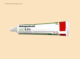 Adapalene Gel 0.3% against yellow background