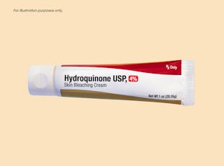 Hydroquinone USP, 4% tube against yellow background
