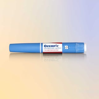 Ozempic GLP1 injectable pen against a gradient background